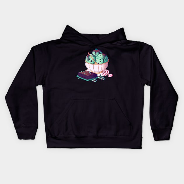 Mint Chocolate Snacks Kids Hoodie by MidnightTeashop